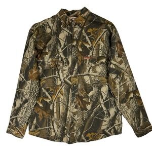 Woolrich Realtree Hardwoods Camo Hunting Shirt Size Medium Button Down Vented LS